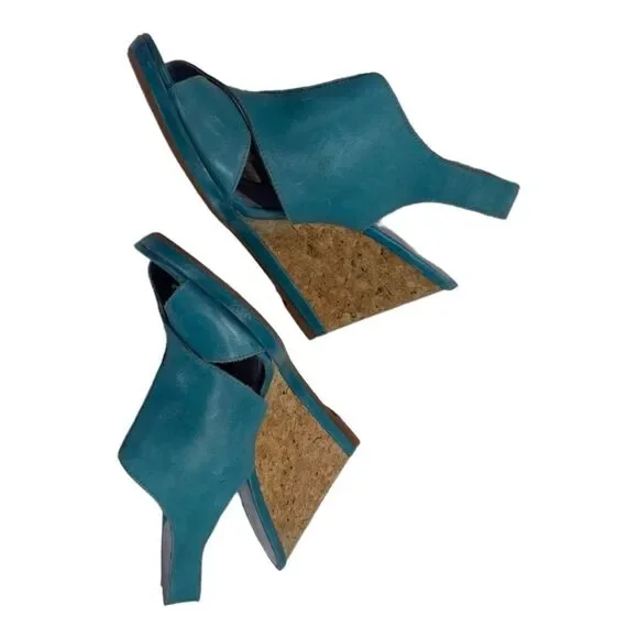 Johnston & Murphy Meagan Velcro Swing Teal Waxy Calf Size 9 Platforms - Picture 11 of 11